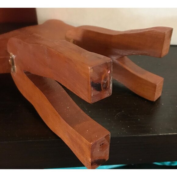 Handcrafted Wooden Reindeer Figurine With Red Bow & Bell 12" - Picture 4 of 6